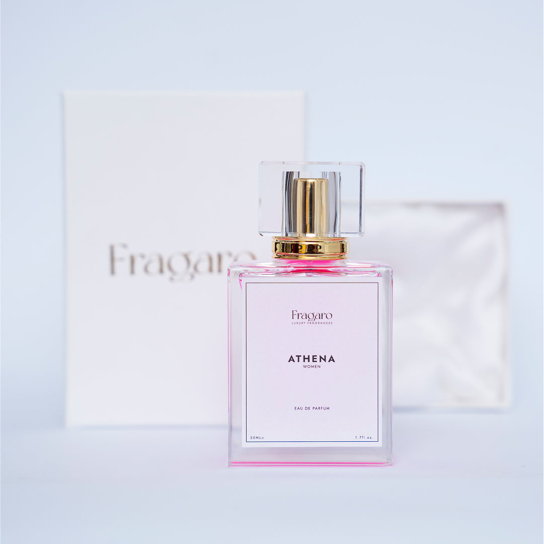 Athena 50ml women's perfume bottle by Fragaro with premium packaging