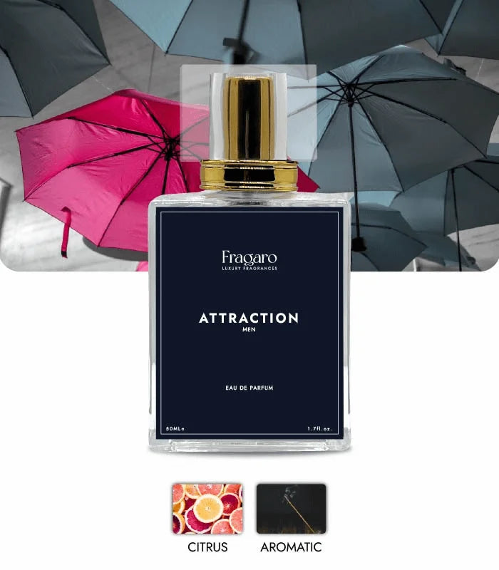 Attraction 50ml men's perfume bottle by Fragaro Accords