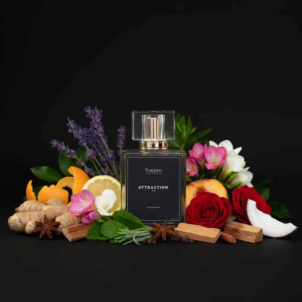 Attraction 50ml men's perfume bottle by Fragaro Ingredients