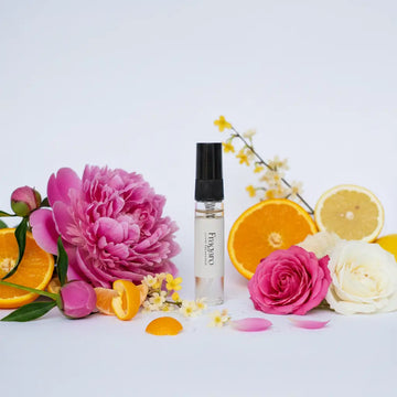 Clementine 5ml perfume tester with ingredients around the bottle.