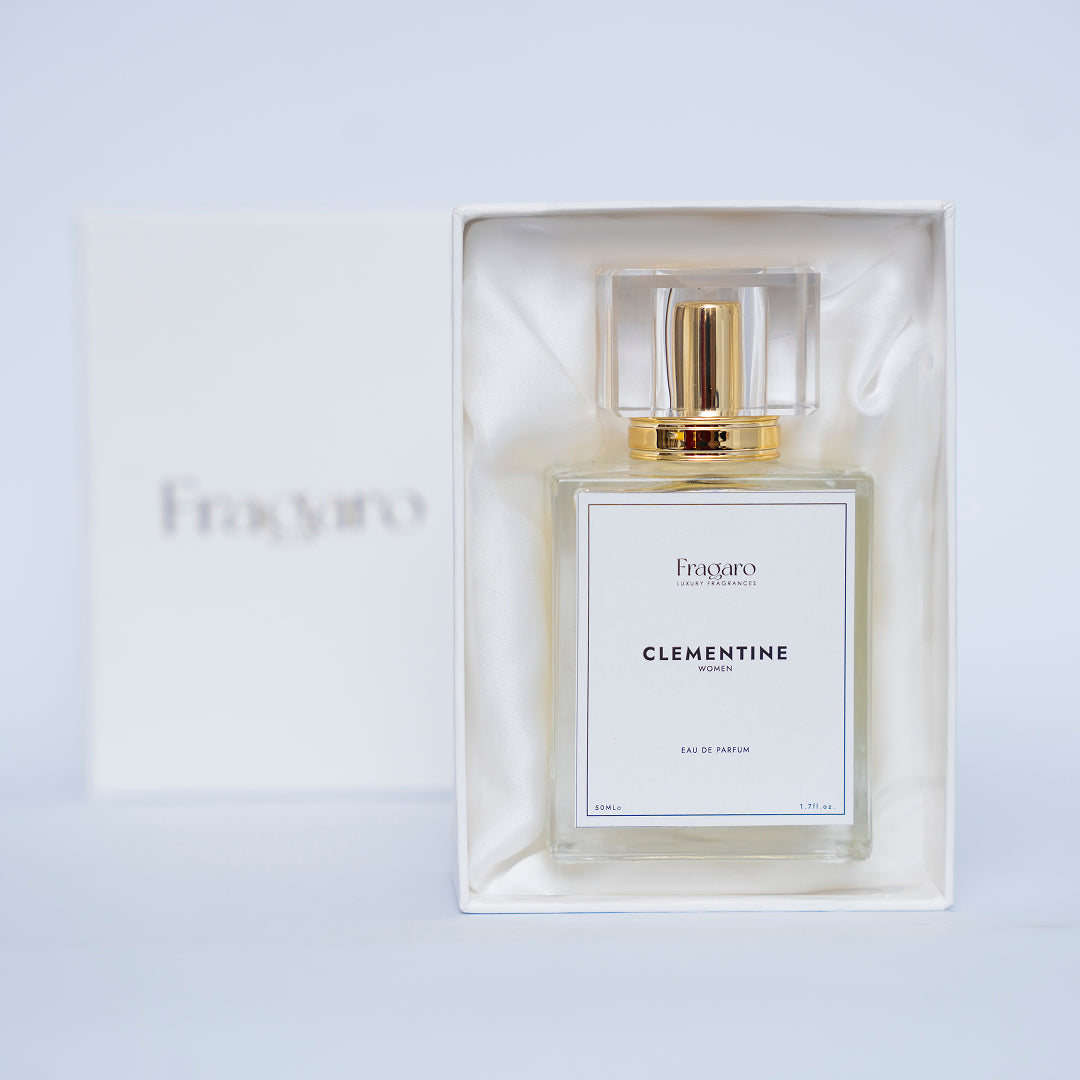 Clementine 50ml women's perfume bottle by Fragaro with gift packing