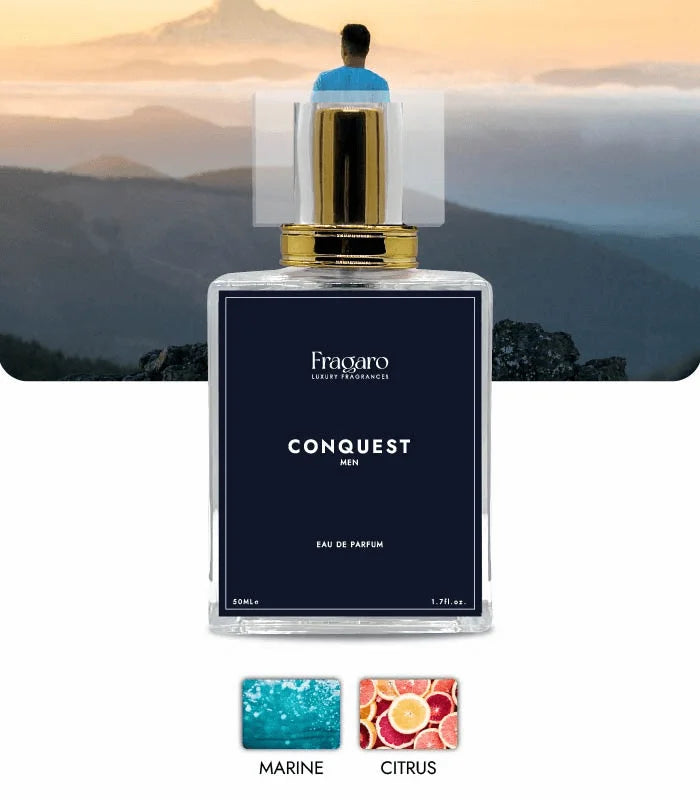 Conquest 50ml men's perfume bottle by Fragaro Accords