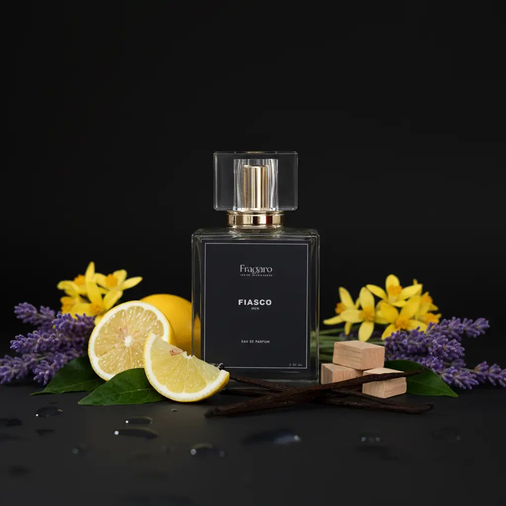 Fiasco 50ml men's perfume bottle by Fragaro with ingredients