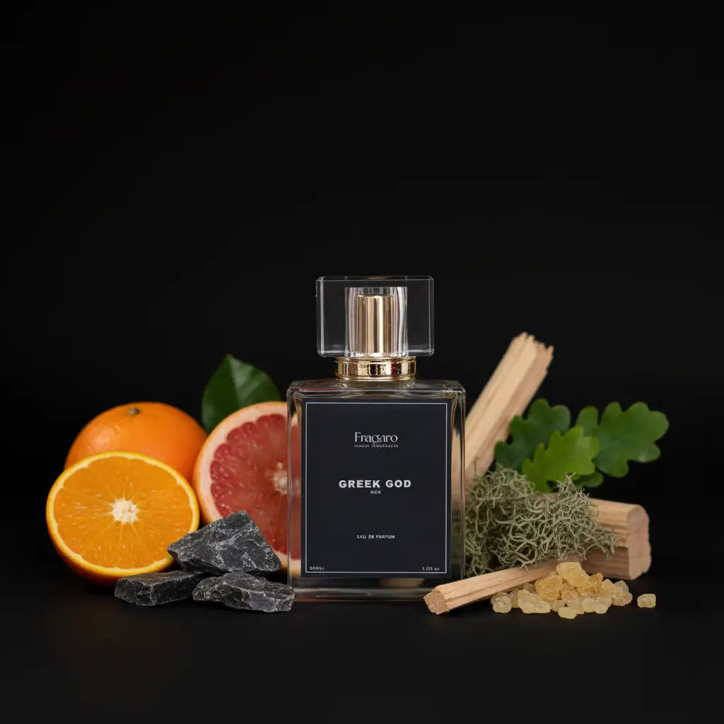Greek God 50ml men's perfume bottle by Fragaro ingredients