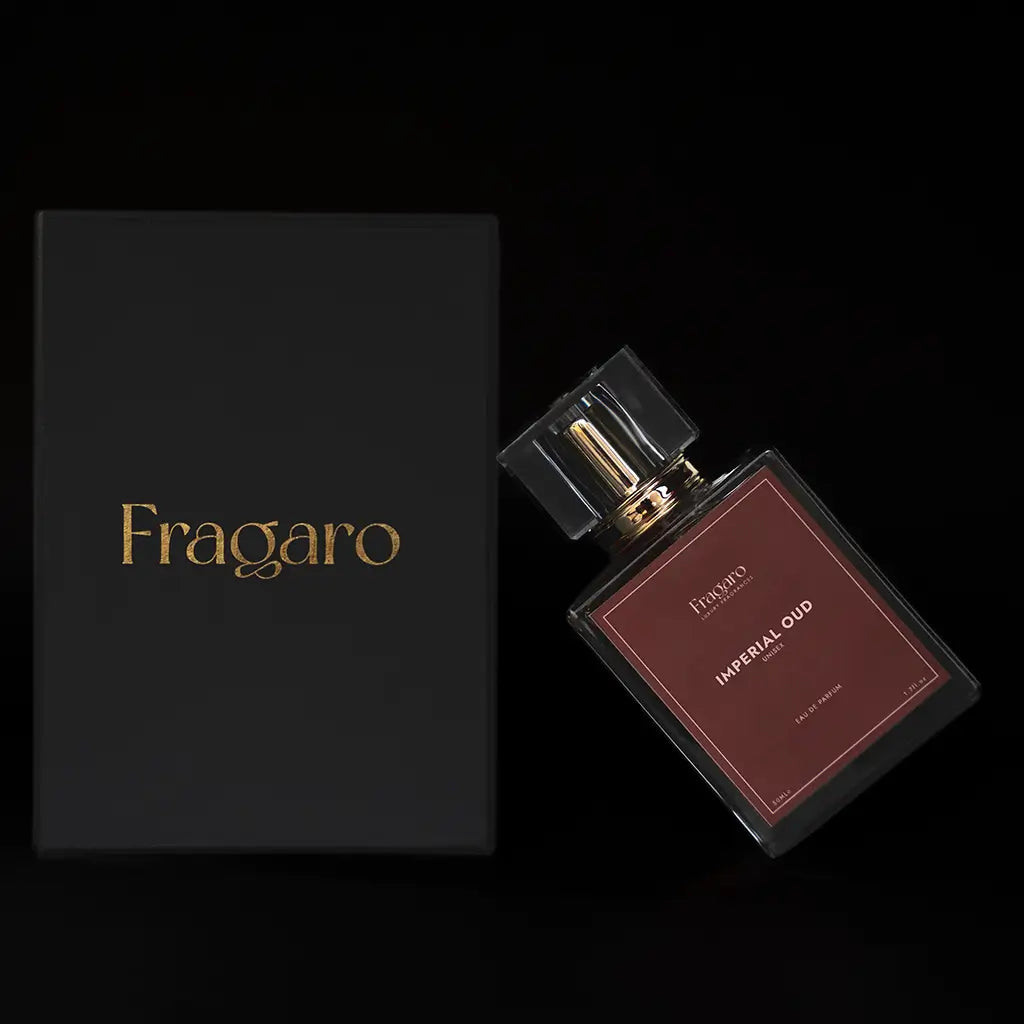 Imperial Oud 50ml unisex perfume bottle by Fragaro with premium packaging