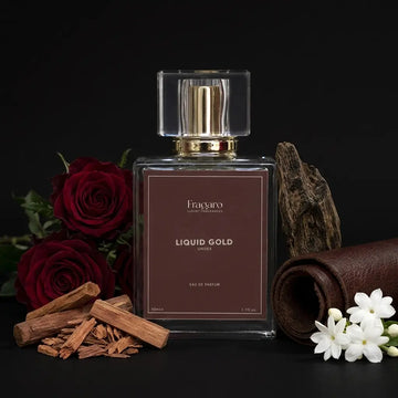 Liquid Gold 50ml unisex perfume bottle by Fragaro with Ingredients

