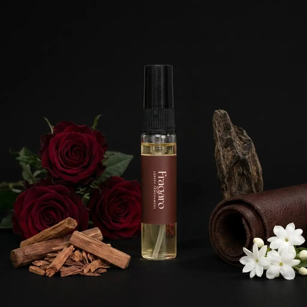 Liquid Gold 5ml perfume tester by Fragaro with ingredients

