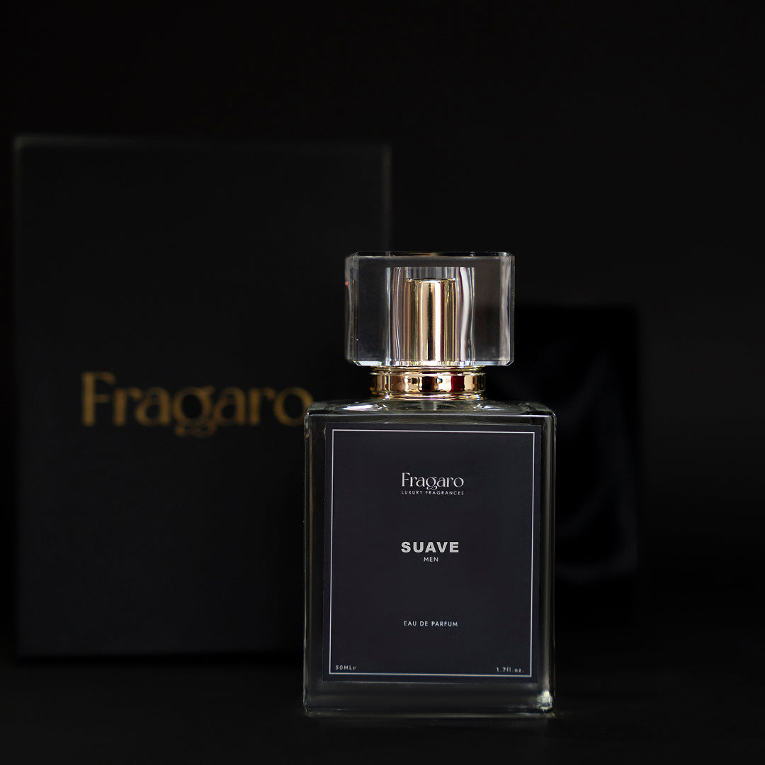 Suave 50ml men's perfume bottle by Fragaro with premium packaging