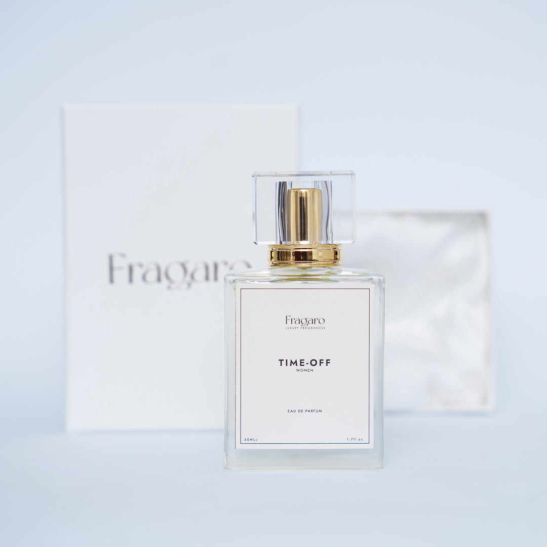 Time-Off 50ml women's perfume bottle by Fragaro with giftable box